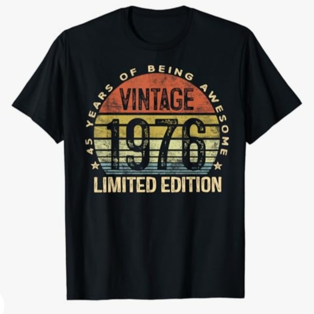 NWT Vintage 1976 Limited Edition T-Shirt, Novelty, Birthday, Women's Plus XXXL